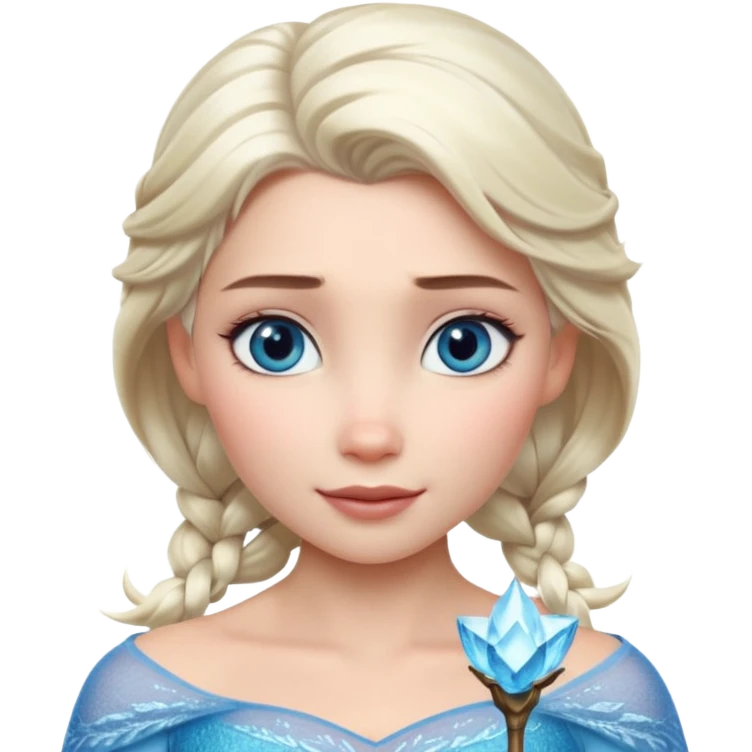 Кинематографический реалистичный портрет Эльзы с реалистичной текстурой кожи, мягким естественным освещением и изящно детализированными платиново-русыми волосами Её  выразительные голубые глаза излучают уверенность, спокойное выражение. Портрет отличается мягким чарующим сиянием с прохладной emoji