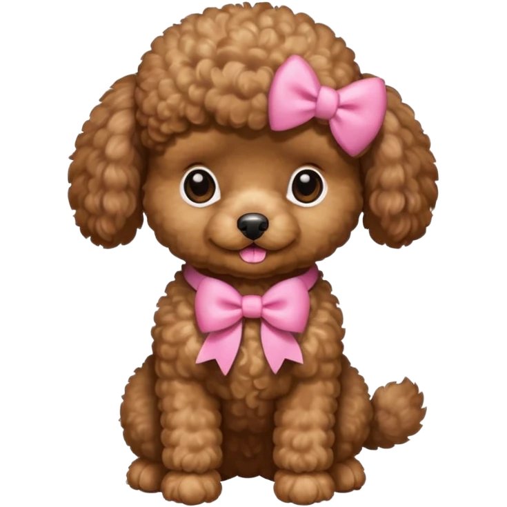 Brown toy poodle with pink bow emoji