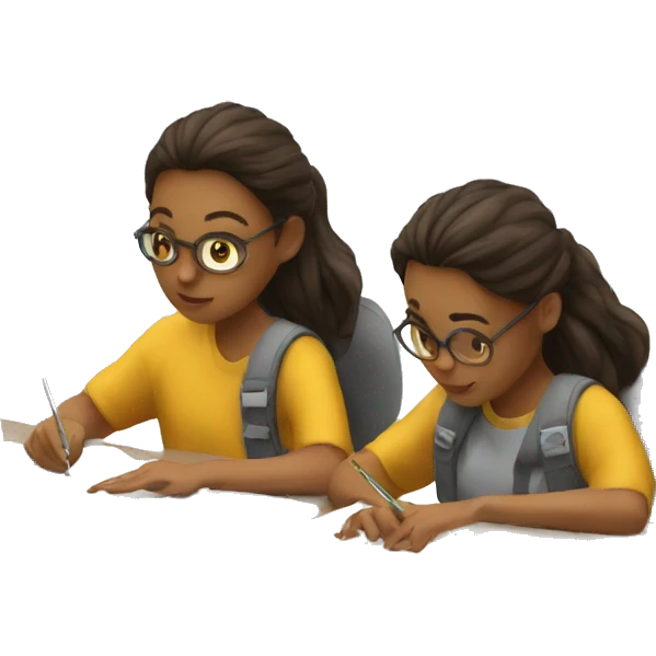 two students doing homework emoji
