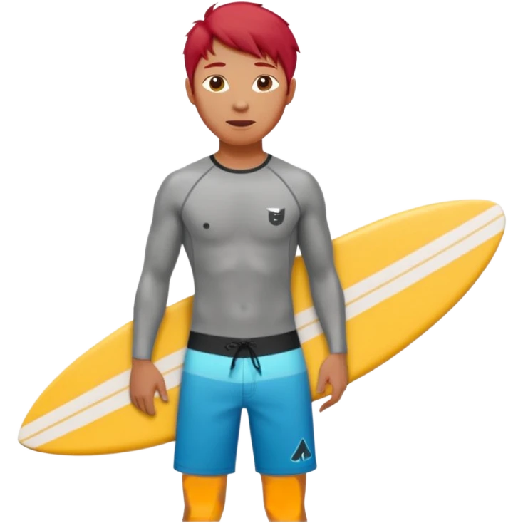red haired asian surfer with surfboard  emoji