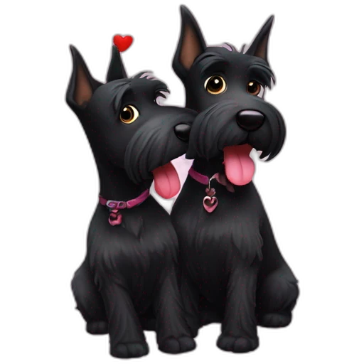 Two black Scottish terrier kissing emoji