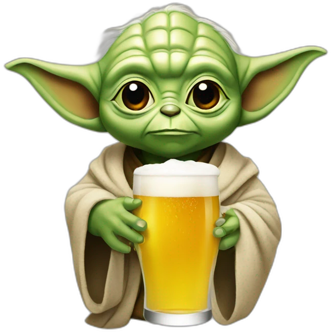 Yoda drink a beer emoji