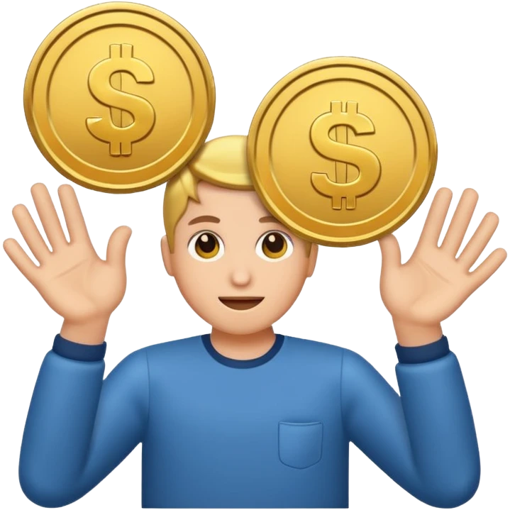 getting coin money with two hand emoji