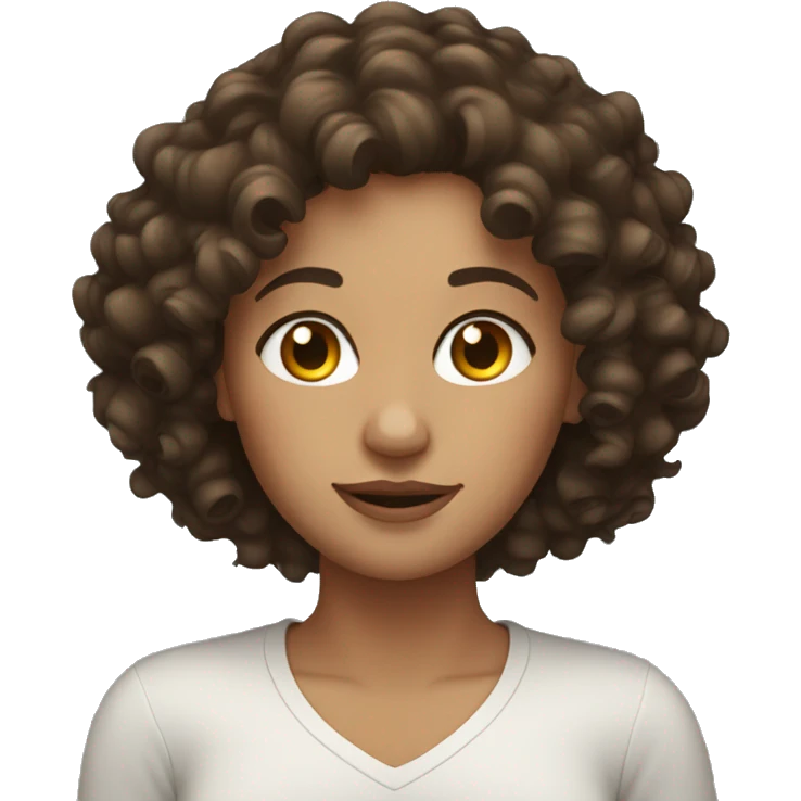 Brunette woman, curly hair emoji