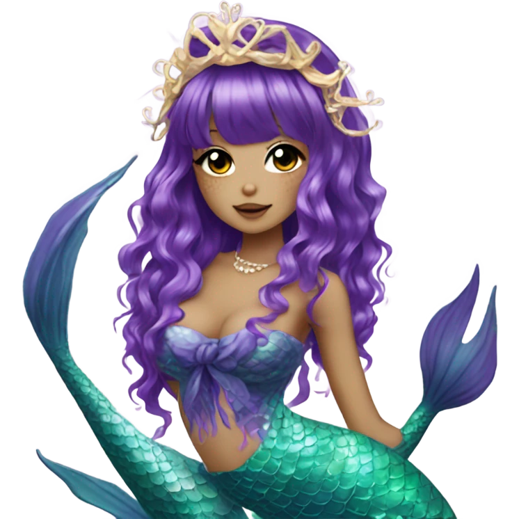mermaid hime gyaru girl, dark purple hair emoji