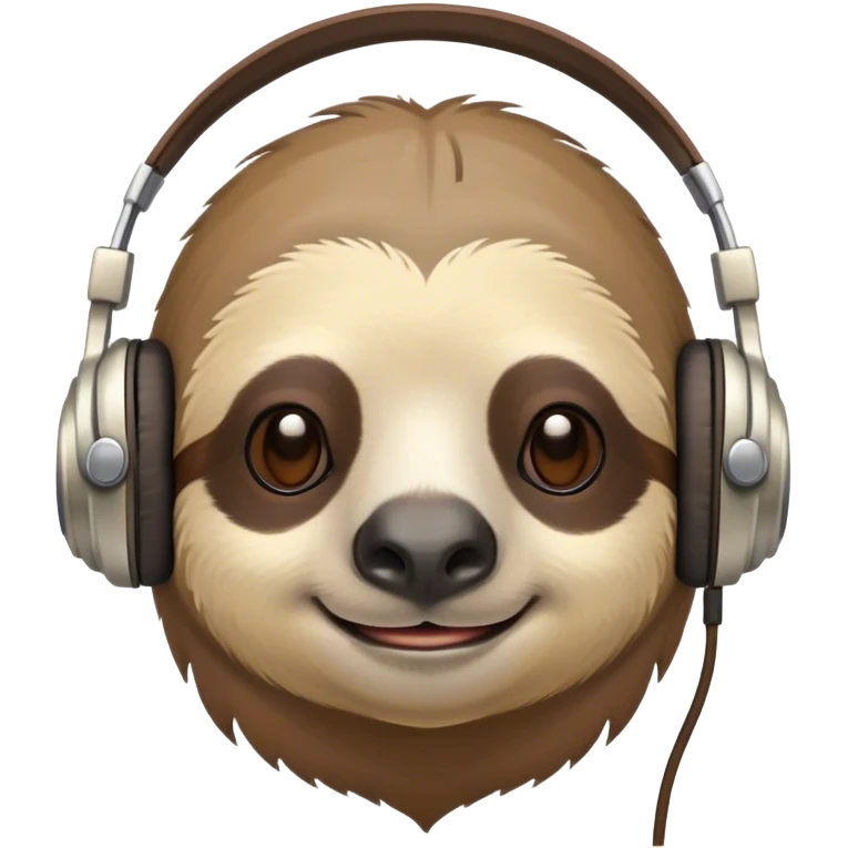 Ленивец с наушниками emoji