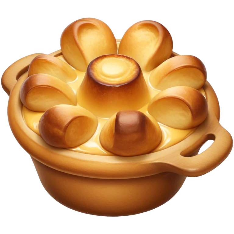 Cinematic Realistic Yorkshire Pudding Dish Emoji, showcasing a light, airy, golden puff with a crispy exterior rendered with lifelike detail and soft natural lighting that accentuates its classic appeal. emoji
