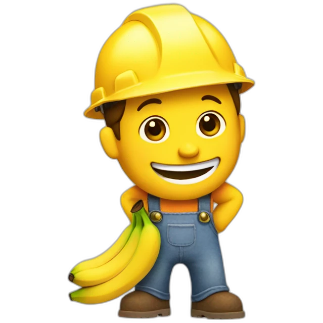 Bob the builder with a banana smile emoji