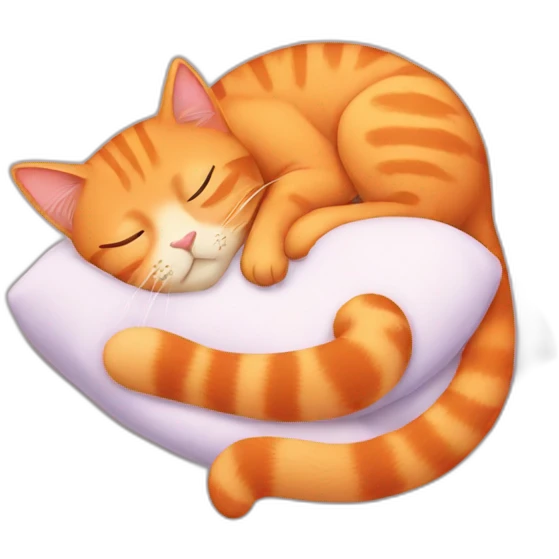 Sleeping orange cat with hearts emoji