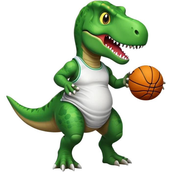 a trex wearing a tee shirt playing basketball emoji