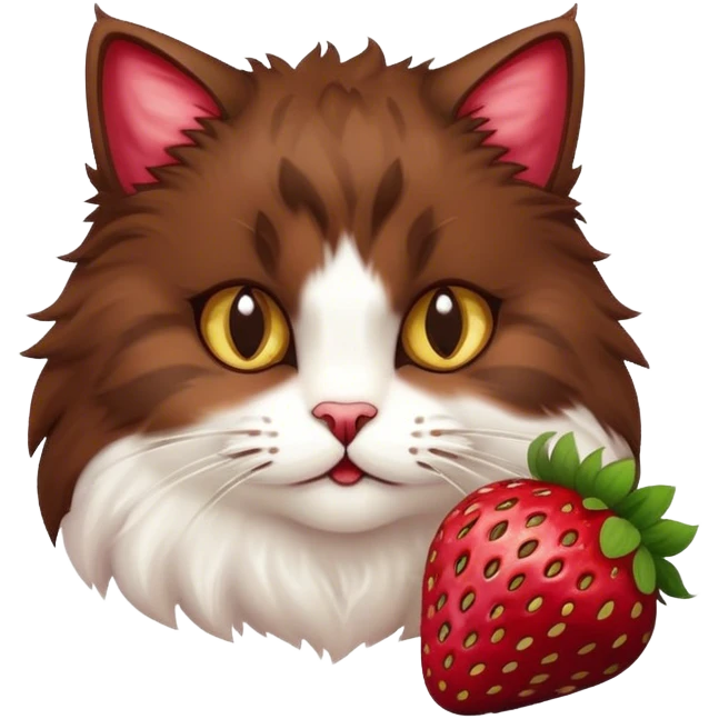 Cat eating a strawberry with chocolate  emoji