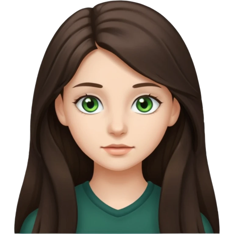 Девушка, шатенка с длинами волосами, лет 18 с серо зелёными глазами emoji