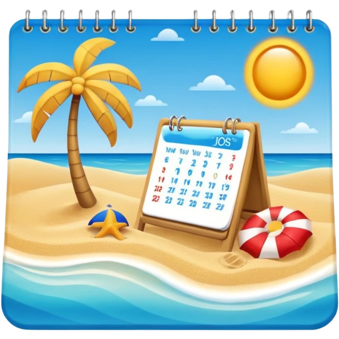 holiday incoming emoji with calendar and beach, suitable for Slack status emoji