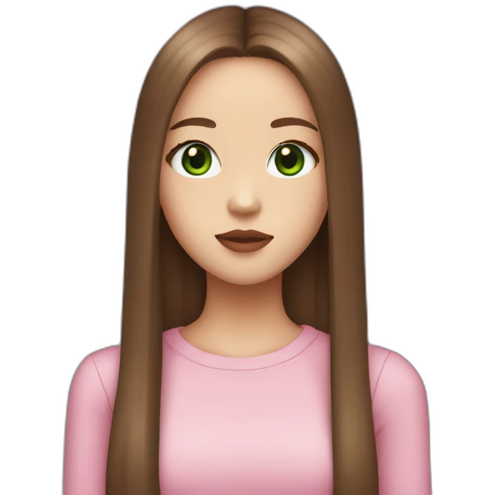 girl with long straight brown hair big green eyes full lips in blackpink outfit emoji