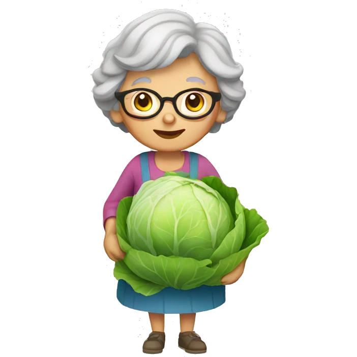 Granny with cabbage emoji