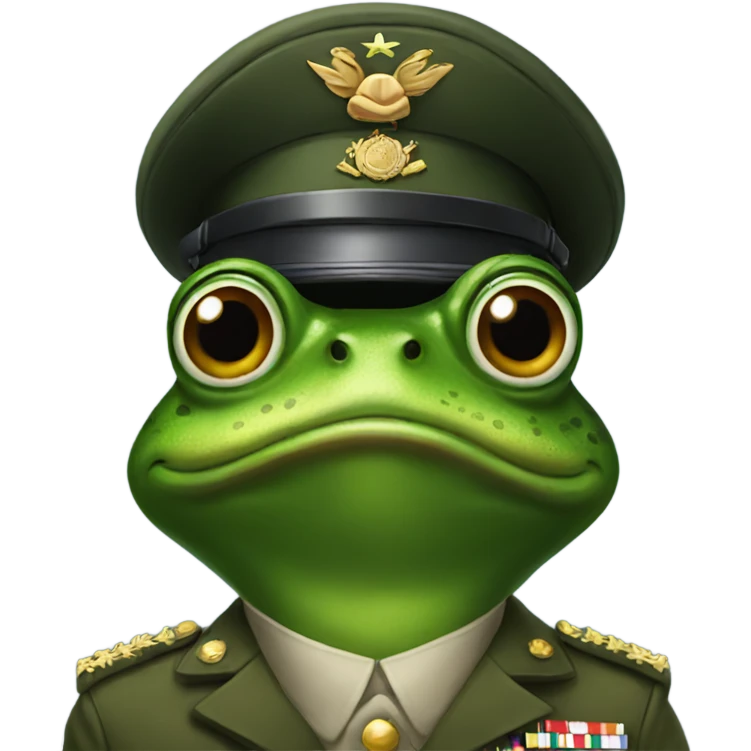 Frog in a military uniform  emoji