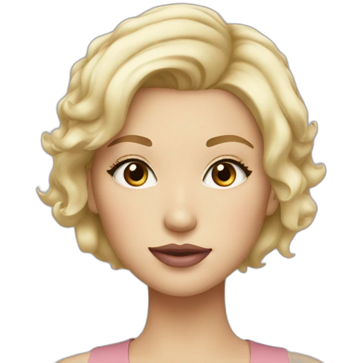Blonde girl with short hair and dusty pink lips emoji