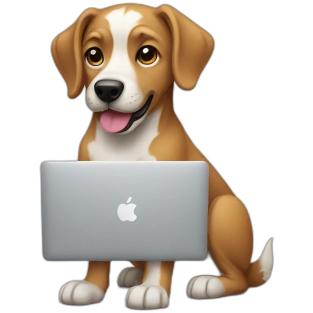 dog with opened macbook emoji