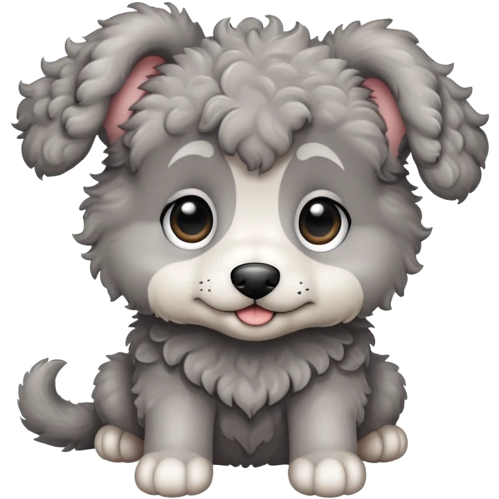Gray curly puppy emoji