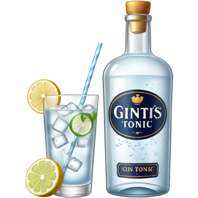 gin tonic with a tonic bottle on the side  emoji