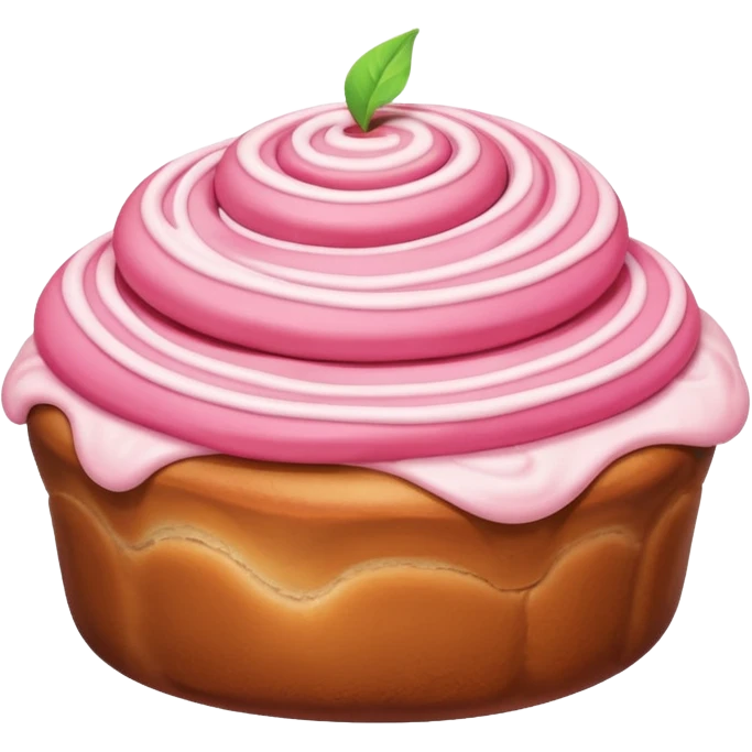 cinnamon bun with pink frosting ￼ emoji
