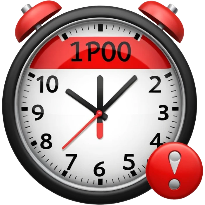 calendar and clock with a warning sign, symbolizing a timezone error emoji emoji