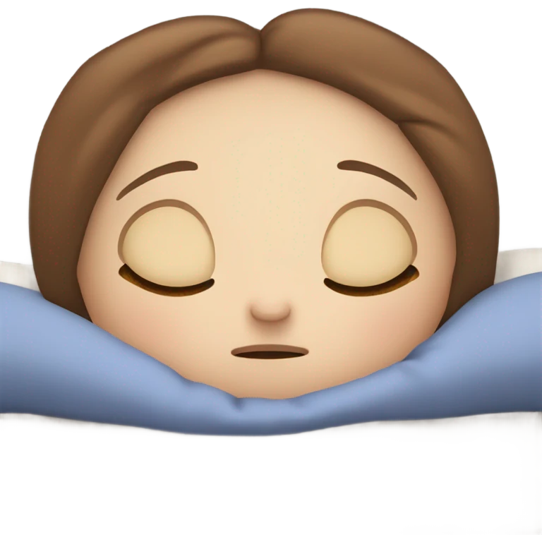 White girl with frekles Brown straight hair sleeping peacfully on a pillow  emoji