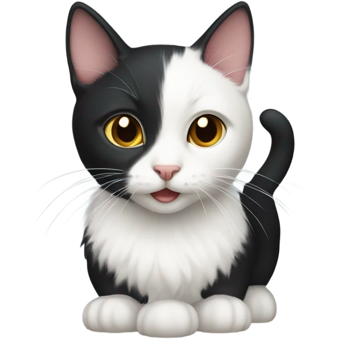 Black cat with white stripe and chest emoji