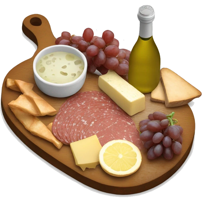 charcuterie board with white wine emoji