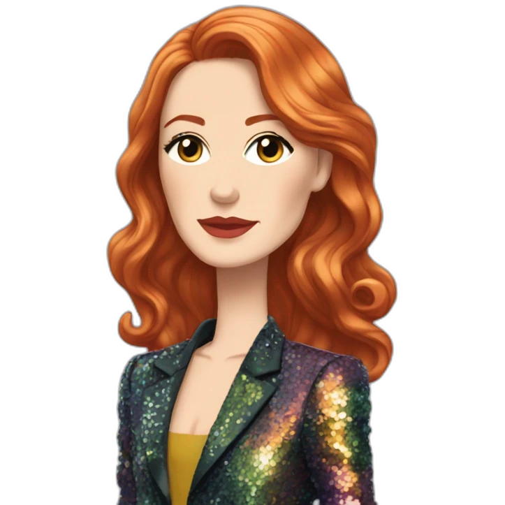 Audrey fleurot smooth long hair with multicolored sequined suit emoji