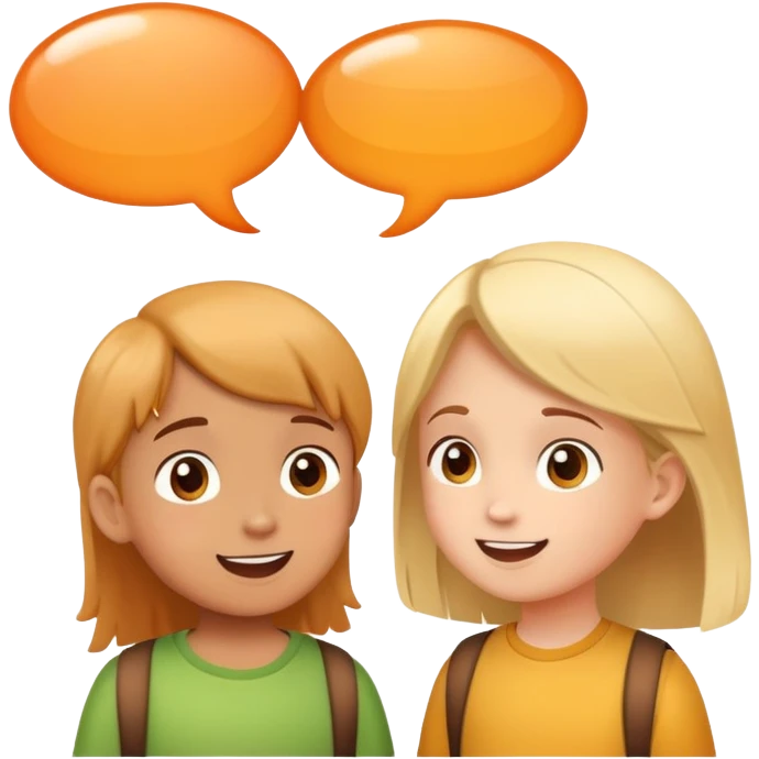 two children talking to each other, cheerful and friendly, with speech bubbles emoji