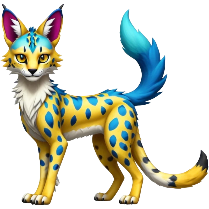 Epic Edgy Colorful Sergal-Serval-Vernid full body emoji
