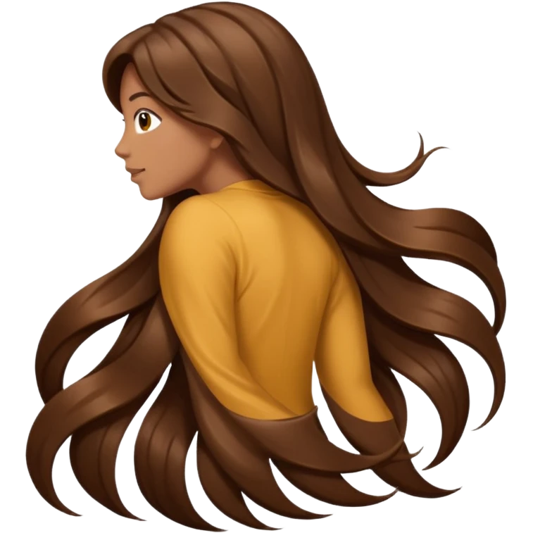 back view of long brown hair emoji