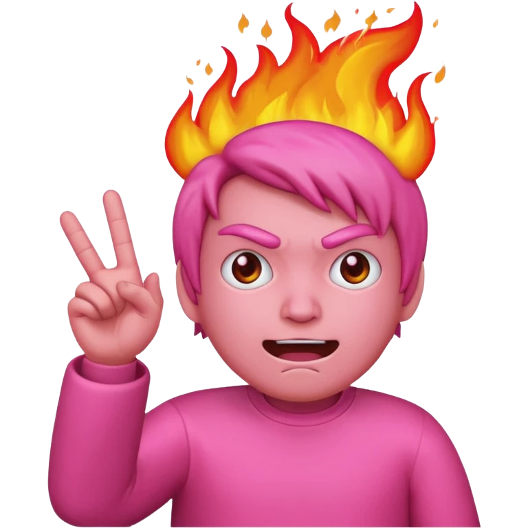 pink mad face with fire flipping off screen  emoji
