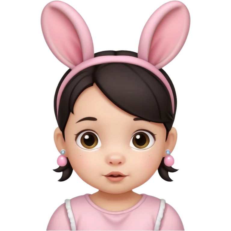 bunny ear accessory wearing baby dark haired piggy bun emoji