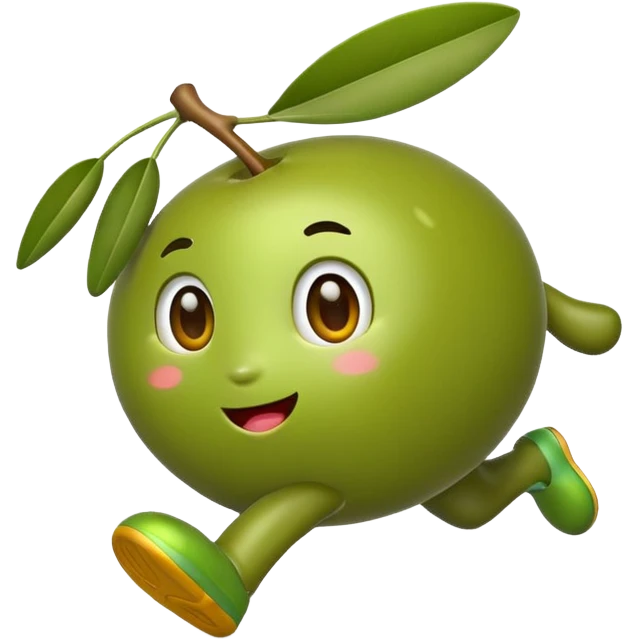 olive fruit running, cute emoji