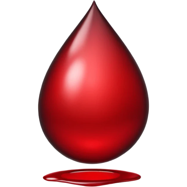 single blood drop emoji sculpted from dark liquid metal, glossy surface, dramatic reflections, futuristic minimal 3D style, isolated on white emoji