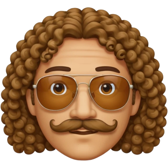 LONG CURLY mustached man in sunglasses emoji