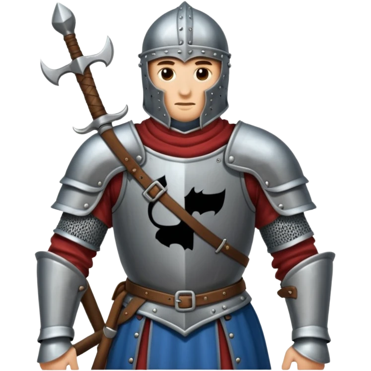 Hazme el emoji de un caballero medieval con actitud muy masculina en diversos estados de animos de los caballeros teutonicos pensativo tocandose la barbilla emoji