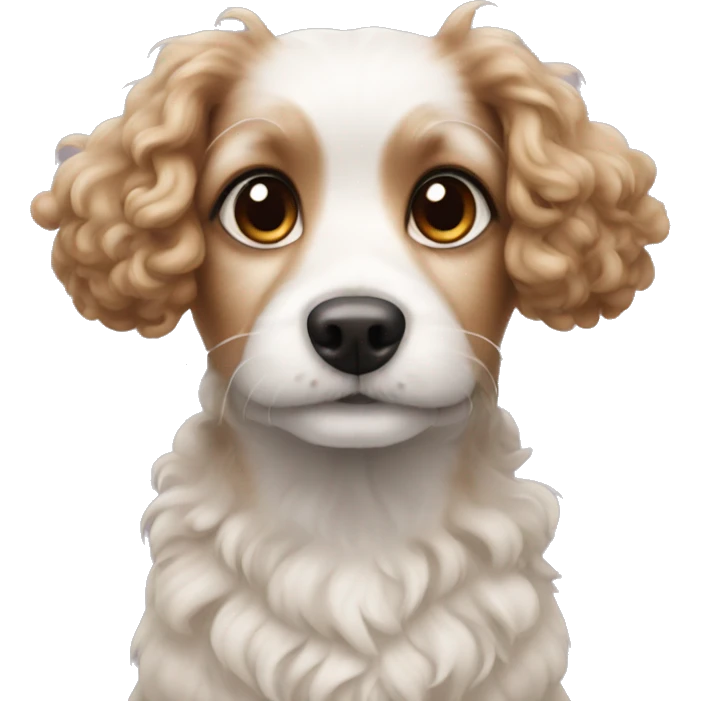 Small dog curly fur floppy ears emoji