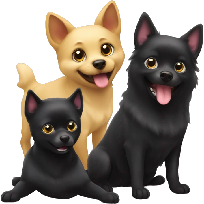 Schipperke dog playing with Burmese cat  emoji