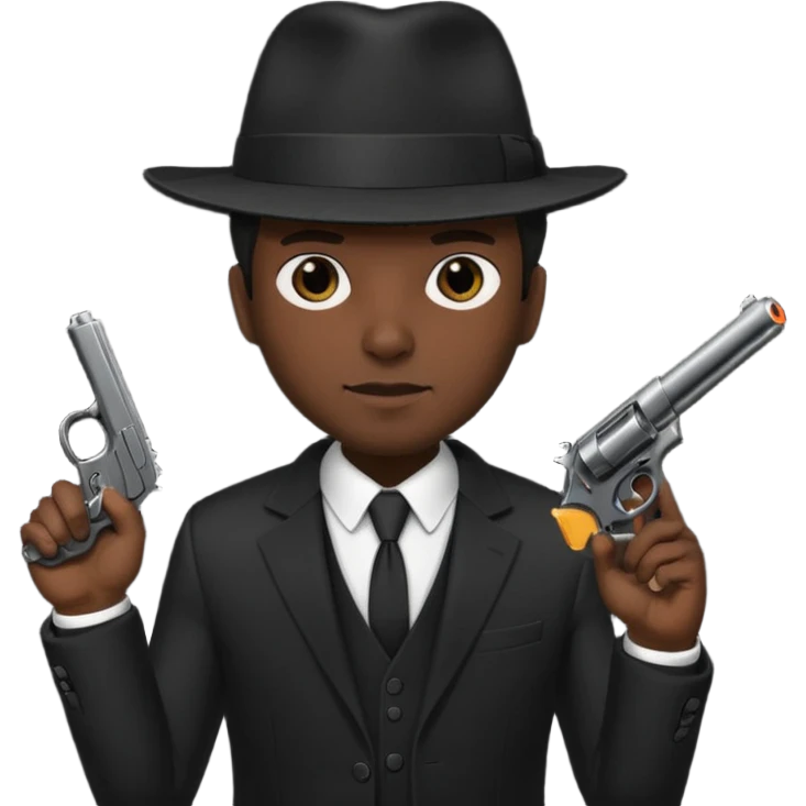 Underboss, black suit, fedora, gun emoji