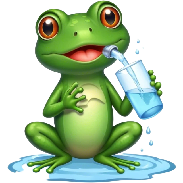 A frog is drinking water  emoji
