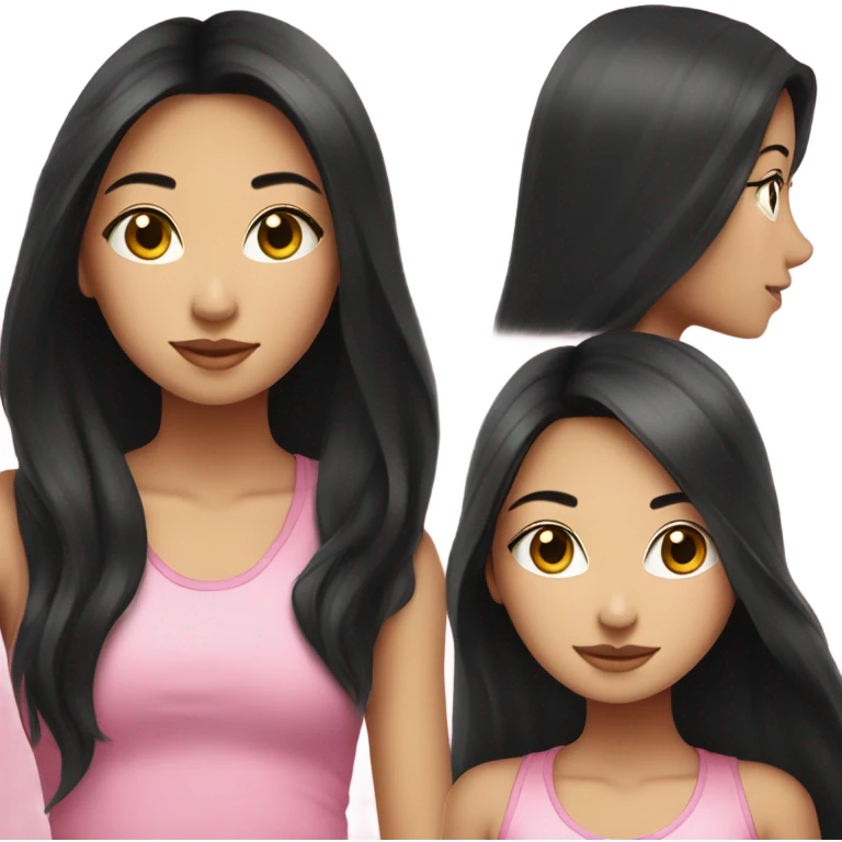 beautiful asian girl with long black hair wearing pink tank top emoji
