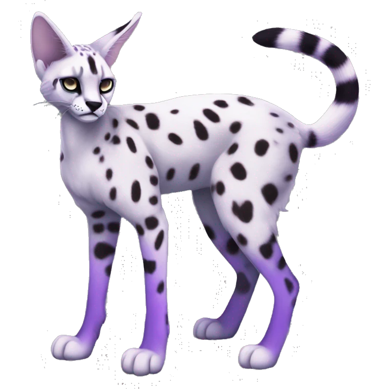 Epic Edgy Black Purple White ethereal Serval-Fionbri-Vernid full body emoji