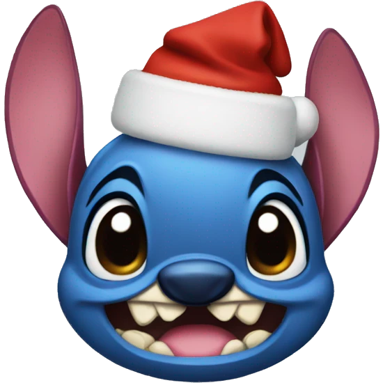 Stitch wearing a Christmas hat emoji