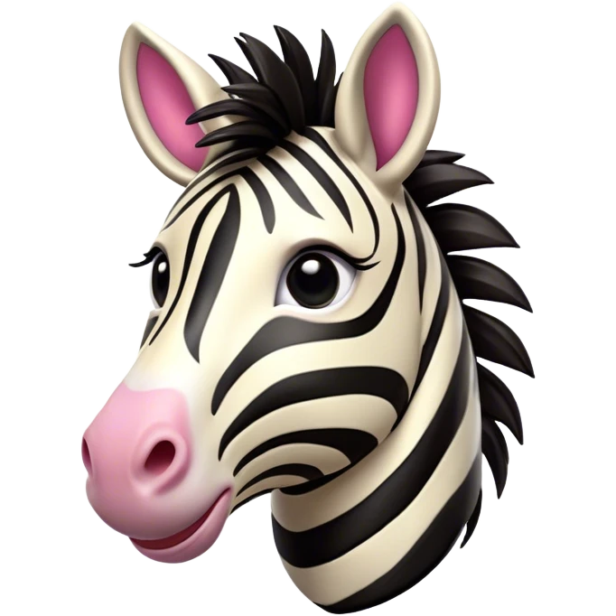 Cinematic Comical Zebra Portrait Emoji, Head tilted dramatically with an exaggeratedly amused expression, featuring a striking, glossy striped fur with bold contrasts, a refined, equine head with a long snout and alert ears, and wide, expressive eyes filled with playful disbelief, Simplified yet hilariously expressive features, highly detailed, glowing with a slightly sassy glow, high shine, dramatic yet playful, stylized with an air of cheeky savannah mischief, bright and endearing, soft glowing outline, capturing the essence of a spirited and over-the-top zebra that feels like it could prance its way into internet fame instantly! emoji