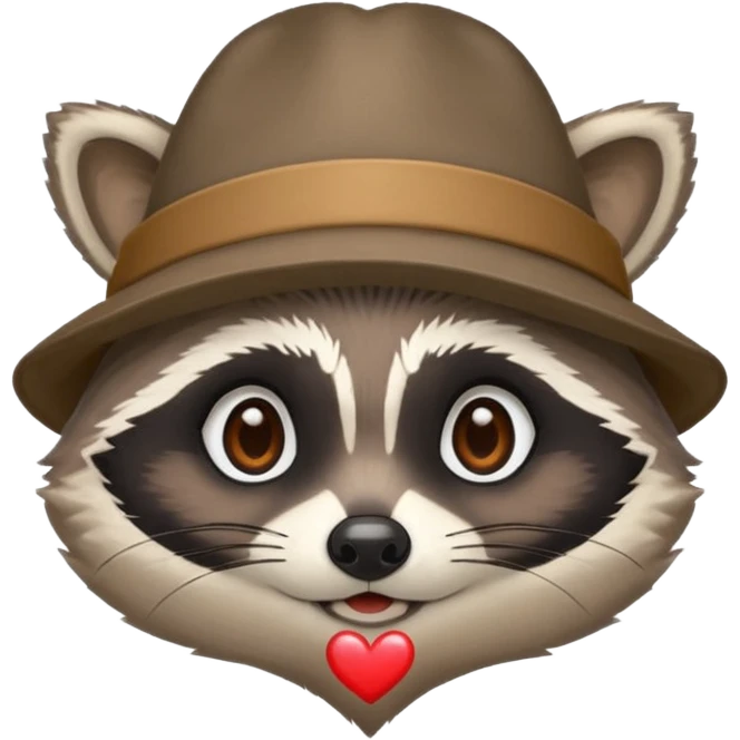Raccoon with hat heart eyes
 emoji