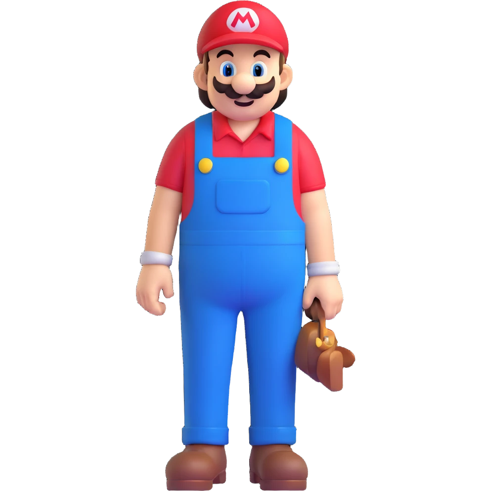 Mario with red shirt and blue overalls emoji