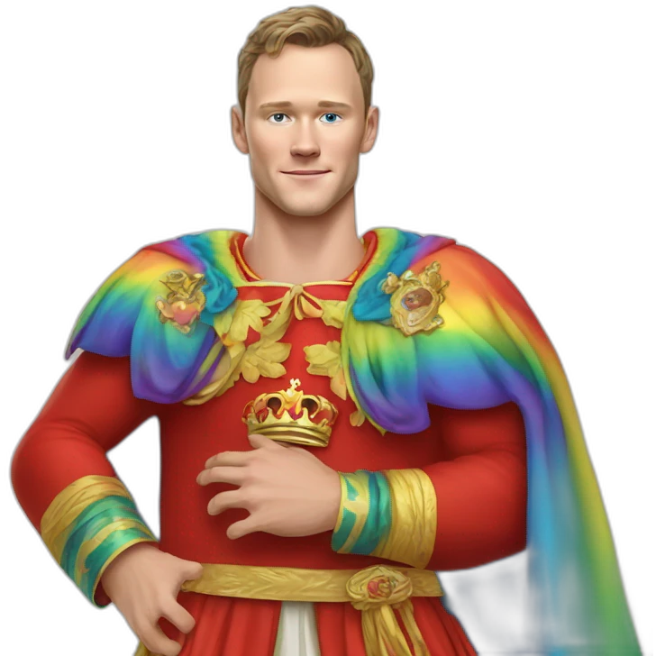 Jonathan Toews as a rainbow king with a royal robe on emoji